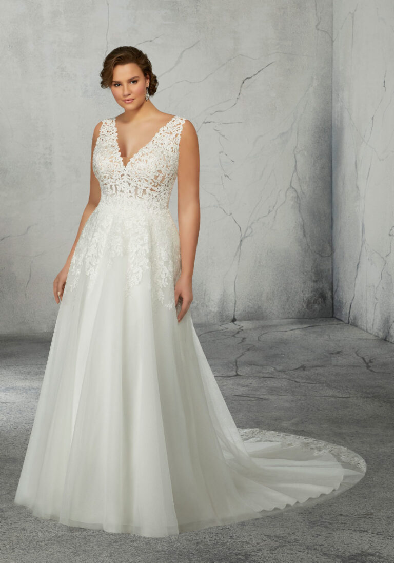 Mori Lee 3312 Bethany Square Back Plus Size Wedding Dress 